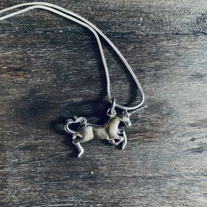 Cute Pretty Unicorn 925 Pendant & Silver Rope Necklace Charm Magical